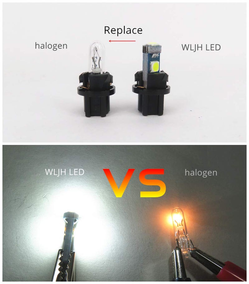 WLJH 6Pack White Dash Lights PC74 Twist Locket Socket Wedge T5 LED Bulb 37 74 2721 3030SMD Dashboard Instrument Cluster Bulbs,Plug and Play - Image 3